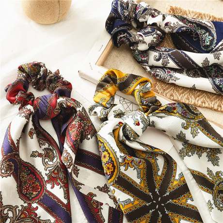 Wholesale of large ribbon hair bands, long fabric bands, silk chains, large intestine bands and ponytail hair accessories from Europe and America details Picture