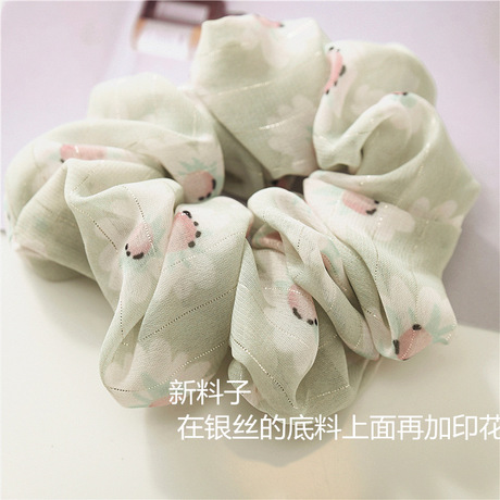 Japanese and Korean spring and summer new thin material floral large intestine hair bands, fresh fabric hair bands for women, hair accessory manufacturer Specification drawing
