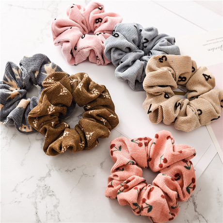 Cross-border autumn and winter new corduroy large intestine rings, hair bands, elastic bands, European and American hair ties, hair bands, hair accessories batch Application Scenario