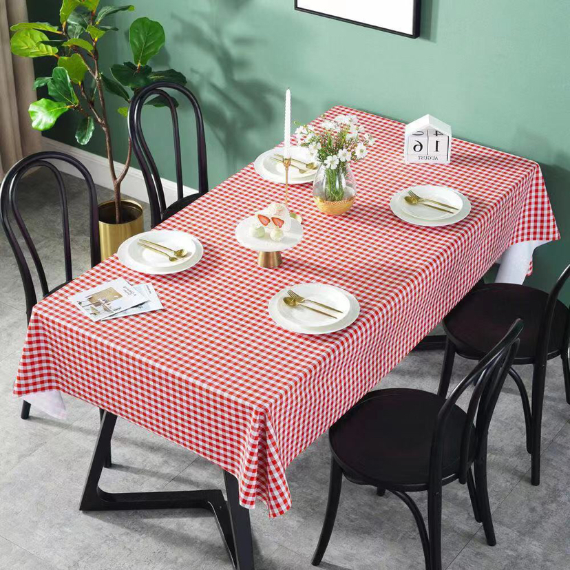 New 20-meter/roll checkered household waterproof tablecloth fabric, a fresh and clean waterproof checkered tablecloth Specification image