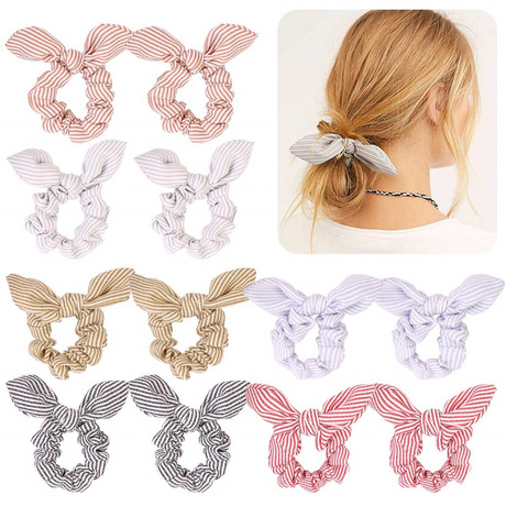 Wholesale of new cross-border Japanese and Korean high-elasticity hemp strips, large intestine rings, hair rings, steel wire knots, rabbit ear head rings from the manufacturer full figure