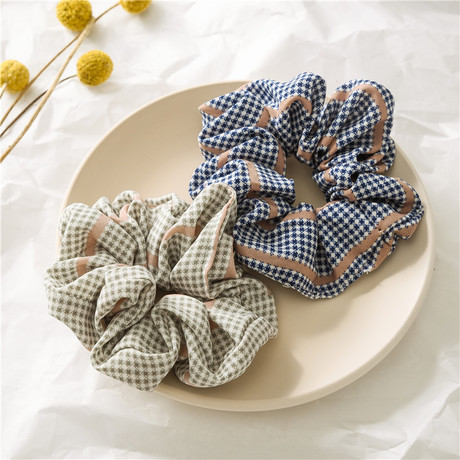 New cross-border Japanese and Korean large intestine circle hair bands, new checkered and striped retro series women's hair tie-up accessories batch Specification drawing