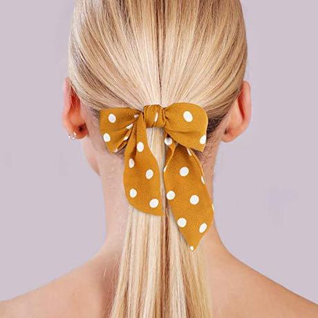 Santai Cross-border's new large bow ribbon long tassel hair tie for women to tie their hair in a ponytail, large intestine circle and fabric circle Application Scenario