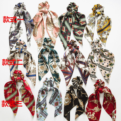 Wholesale of large ribbon hair bands, long fabric bands, silk chains, large intestine bands and ponytail hair accessories from Europe and America Specification drawing