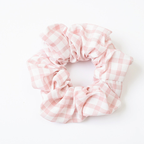 New cross-border Korean version autumn and winter large intestine circle hair band, women's hair tie, checkered fabric elastic hair rope, Yamar Item Picture