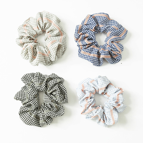 New cross-border Japanese and Korean large intestine circle hair bands, new checkered and striped retro series women's hair tie-up accessories batch full figure