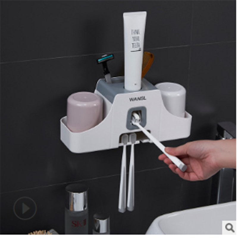 Toothpaste and toothbrush rack, fully automatic toothpaste dispenser, wall suction type household pressing magic tool set Specification image