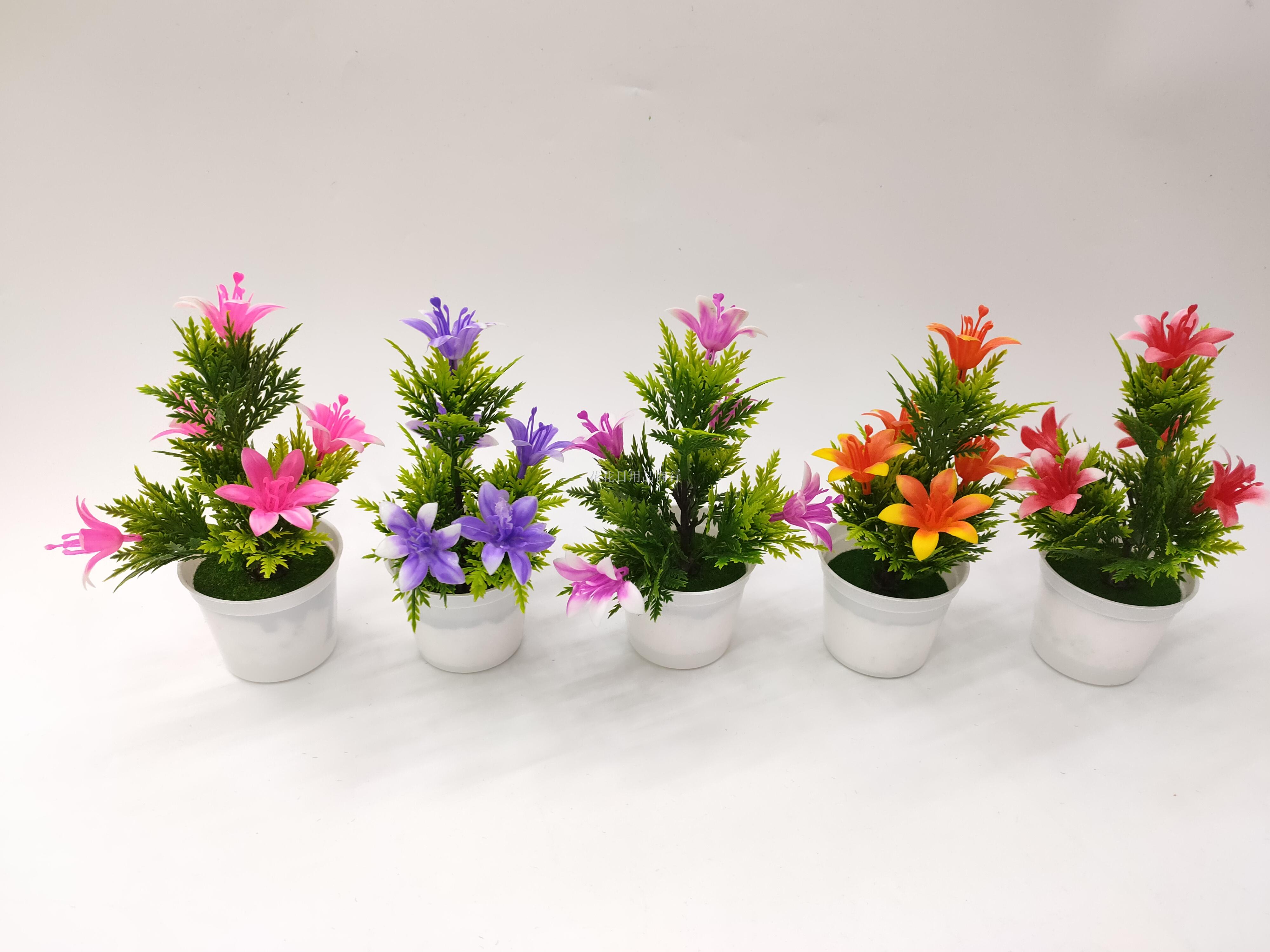 New white pot lily simulation potted plastic flower home decoration simulation flower ornaments