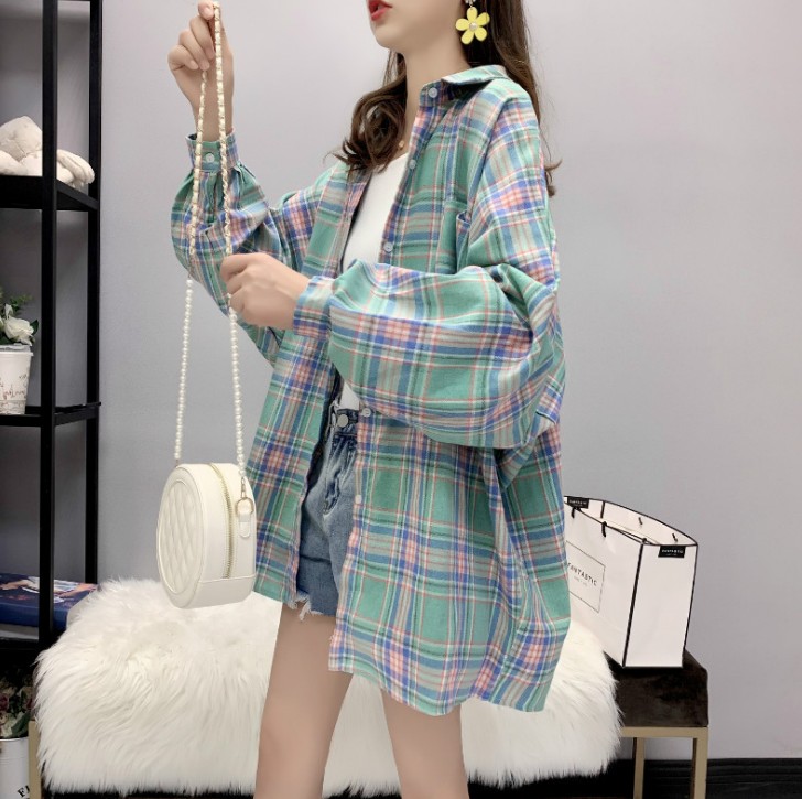 The checkered shirt and avocado green coat for women are very ethereal and have a unique design Specification image