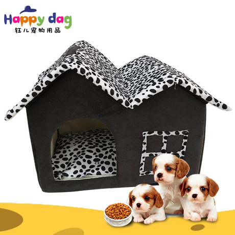 Practical, detachable and washable pet house with zipper, double-roof pet villa, terraced house with bed pad, dog bed, dog house