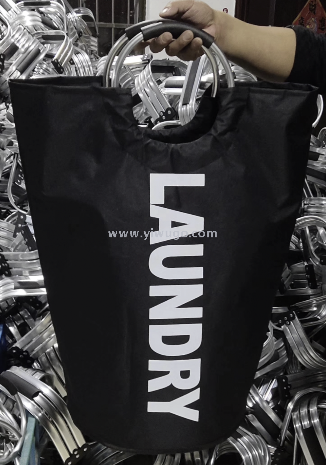 铝管手提帆布袋脏衣篮可折叠卫生间收纳洗衣篮防尘收纳袋