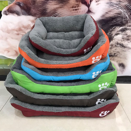 The 2018 new style of Chuang Dog House candy-colored footprint Square bestseller Pet House lamb fleece pet house Item Picture