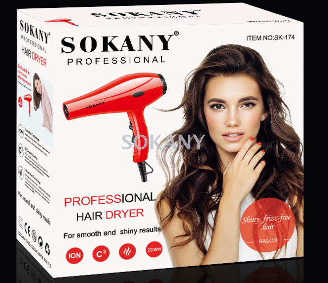 sokany's new red salon hair dryer is compact, portable and quick to dry hair for home use details Picture