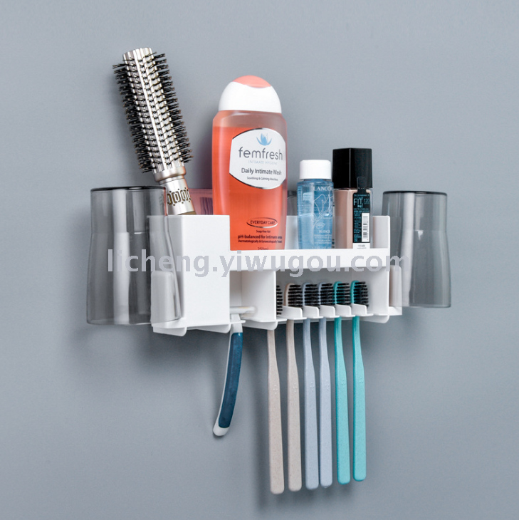 Bathroom powerful seamless wall-mounted toothbrush rack, no need for drilling, bathroom cup toothbrush holder storage and organization rack Specification image
