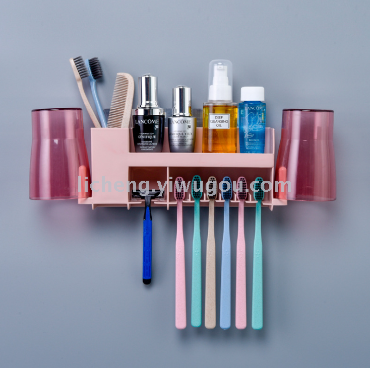 Bathroom powerful seamless wall-mounted toothbrush rack, no need for drilling, bathroom cup toothbrush holder storage and organization rack details Picture