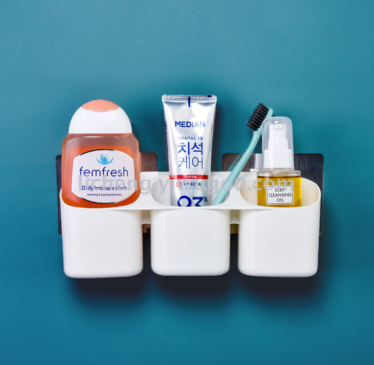 Bathroom powerful seamless wall-mounted toothbrush rack, no need for drilling, bathroom cup toothbrush holder storage and organization rack Application Scenario