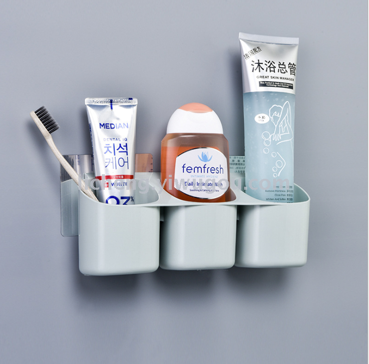 Bathroom powerful seamless wall-mounted toothbrush rack, no need for drilling, bathroom cup toothbrush holder storage and organization rack Item Picture