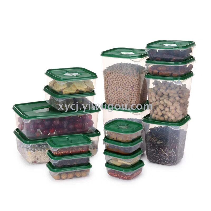 A 17-piece set of plastic food storage containers