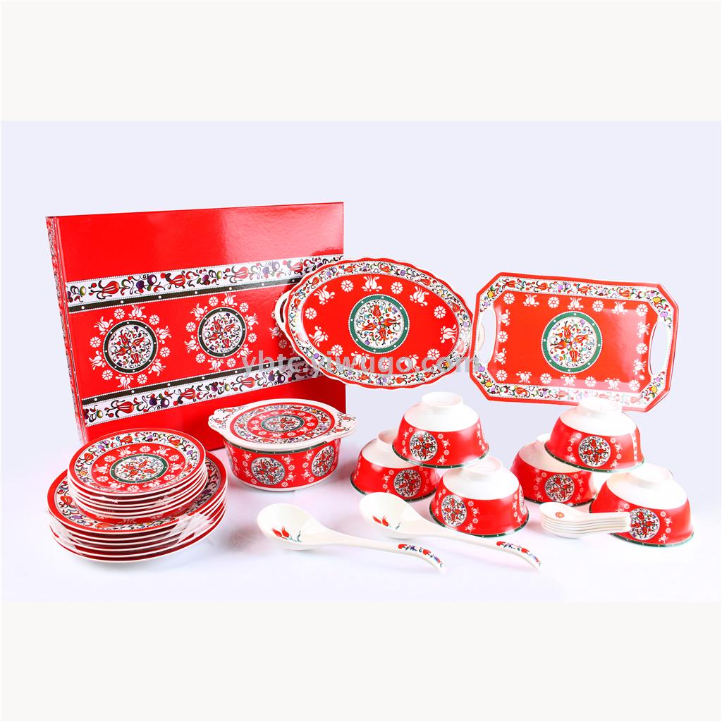 New Bone China Large Piece Set Ceramic Dinnerware Stockpot Fish Plate Rice Bowl Soup spoon Dish Plate Baking Plate Soup Plate Gift Set household thumbnail