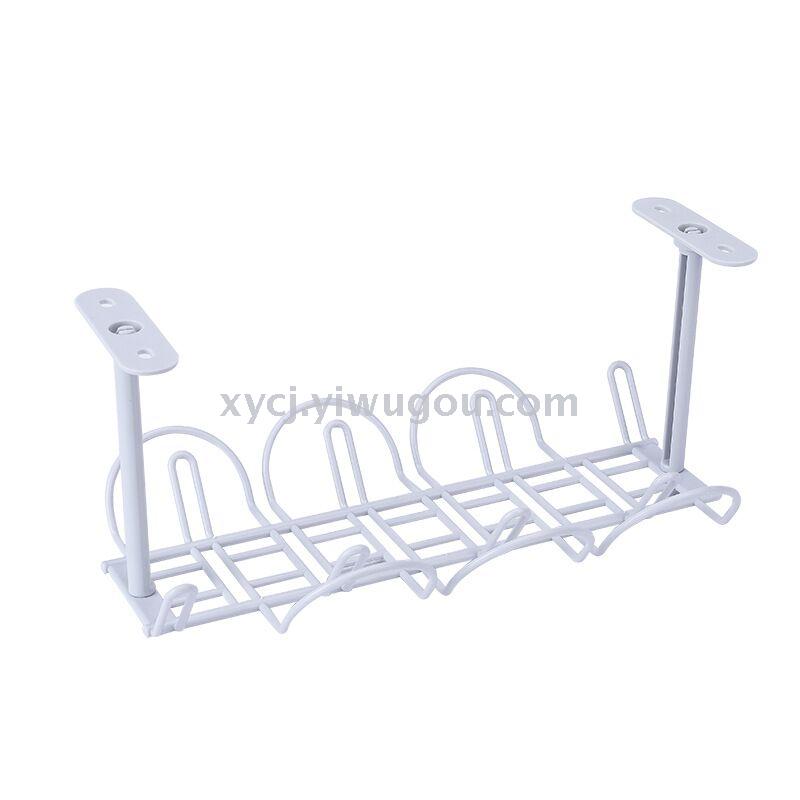 Multi-functional under-table circuit storage rack, power strip storage box, kitchen storage rack, and adhesive cable organizer Application Scenario
