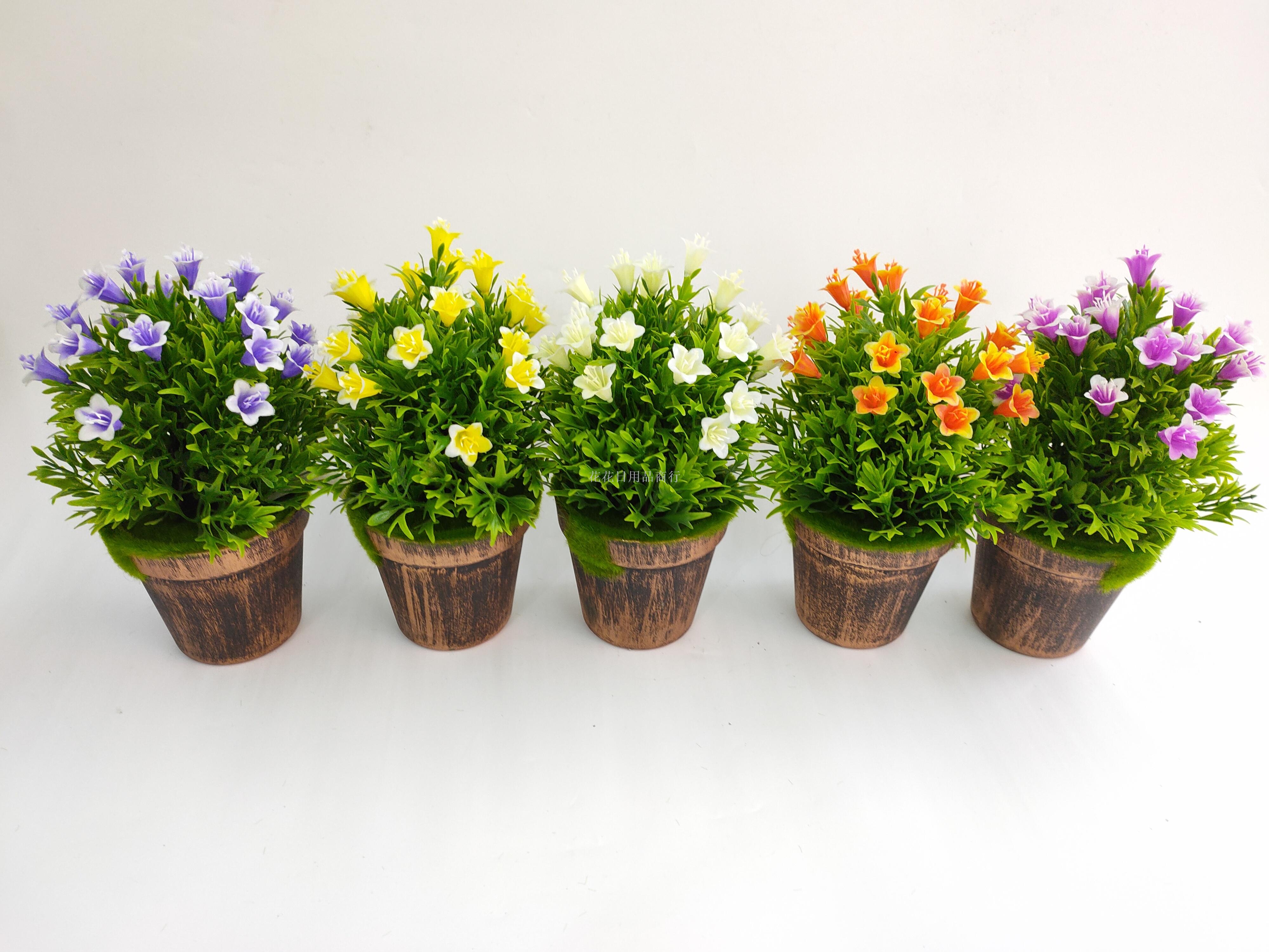 新款仿真花百合仿木桶造型假花塑料装饰品仿真植物