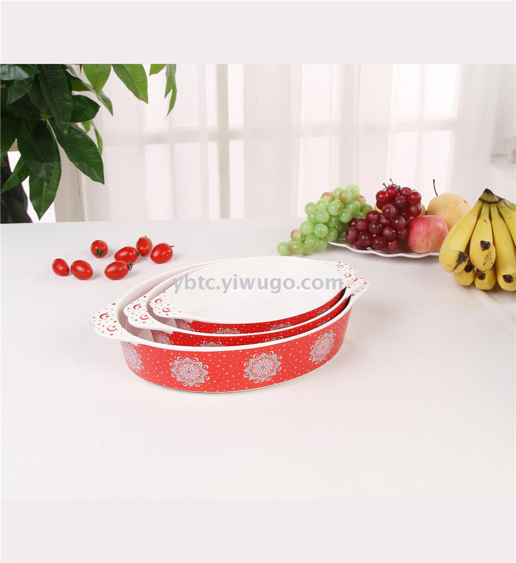 High temperature resistant ceramic Baking Pan three-piece Kitchen Organizer Microwave dishwasher Suitable for daily household crafts details Picture
