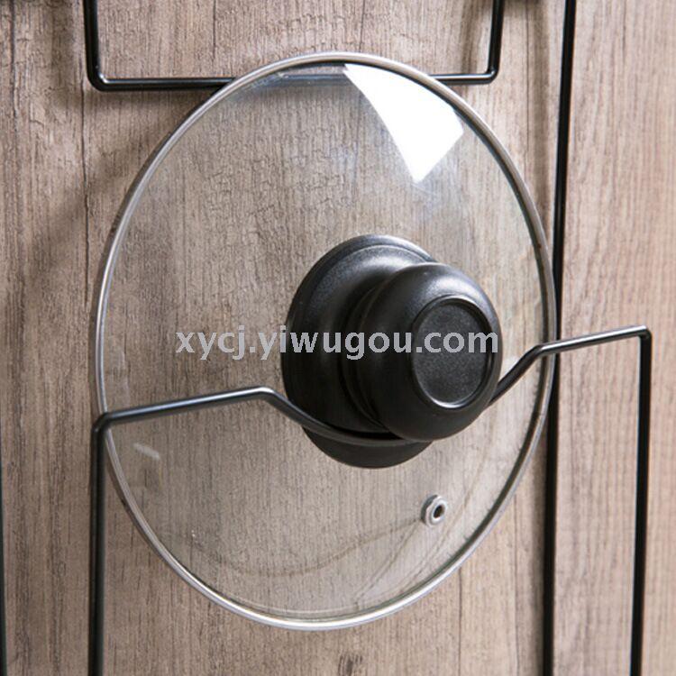 Entrepreneurial iron art door back pot lid rack, non-drilling pot lid storage hanging rack, kitchen cutting board draining rack, storage rack Application Scenario