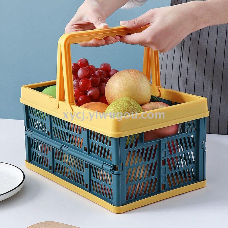 Foldable portable plastic storage basket