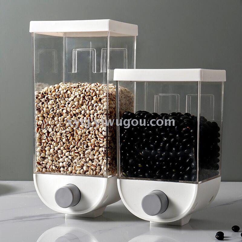 Press-type five-grain jar, wall-mounted grain storage box, storage tank, small sealed rice bucket details Picture