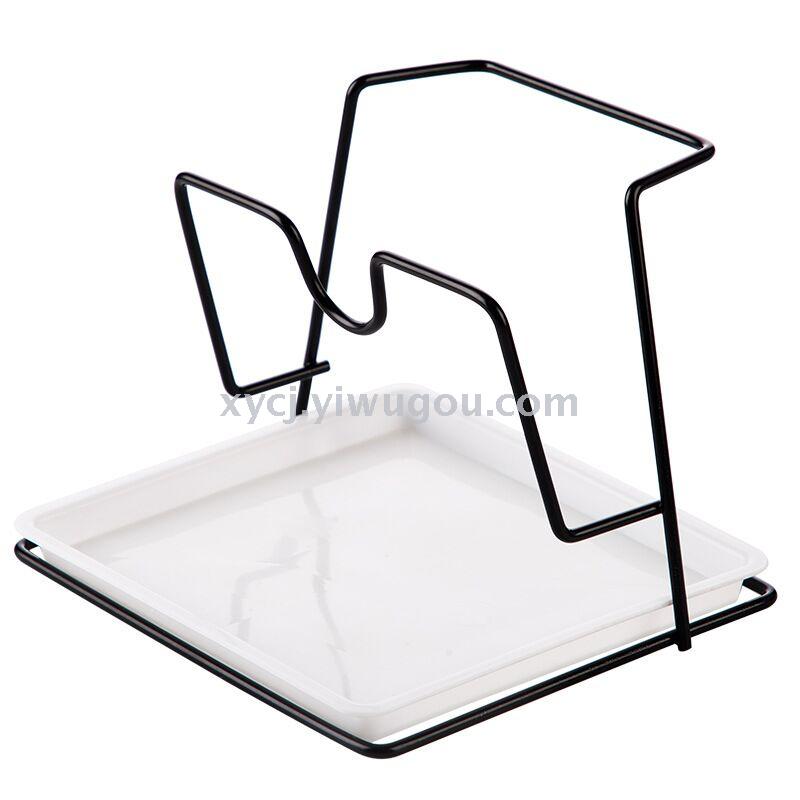 Wall-mounted ironwork pot lid rack, adhesive storage rack, kitchen wall non-drilling draining chopping board rack Item Picture
