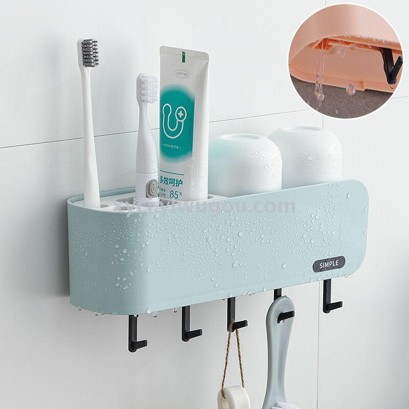 Non-perforated toothbrush and toothpaste storage rack, bathroom wall-mounted washbasin cup rack, set storage rack