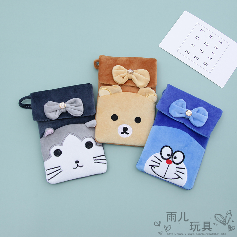 Plush bag, children's cute iron-buckle small bag, flip cover embroidered mobile phone bag, single-layer crossbody bag, children's plush bag details Picture