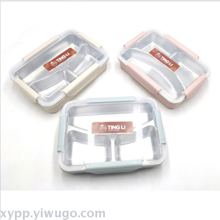 304 stainless steel lunch box, compartmentalized plate, lunch box, children's and students' bento box, lunch box, large-capacity compartmentalized lunch box details Picture