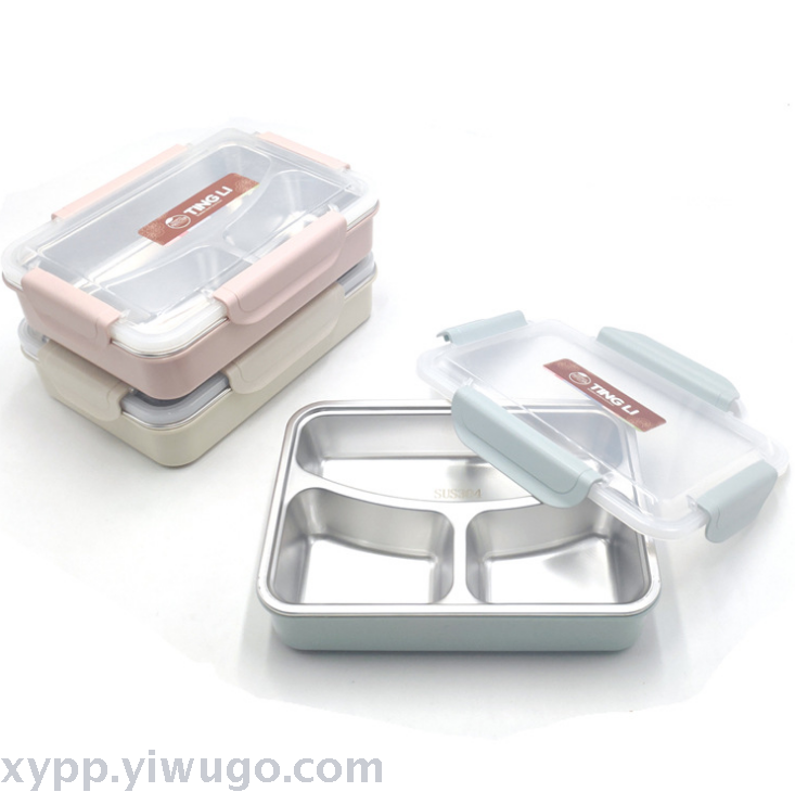 304 stainless steel lunch box, compartmentalized plate, lunch box, children's and students' bento box, lunch box, large-capacity compartmentalized lunch box