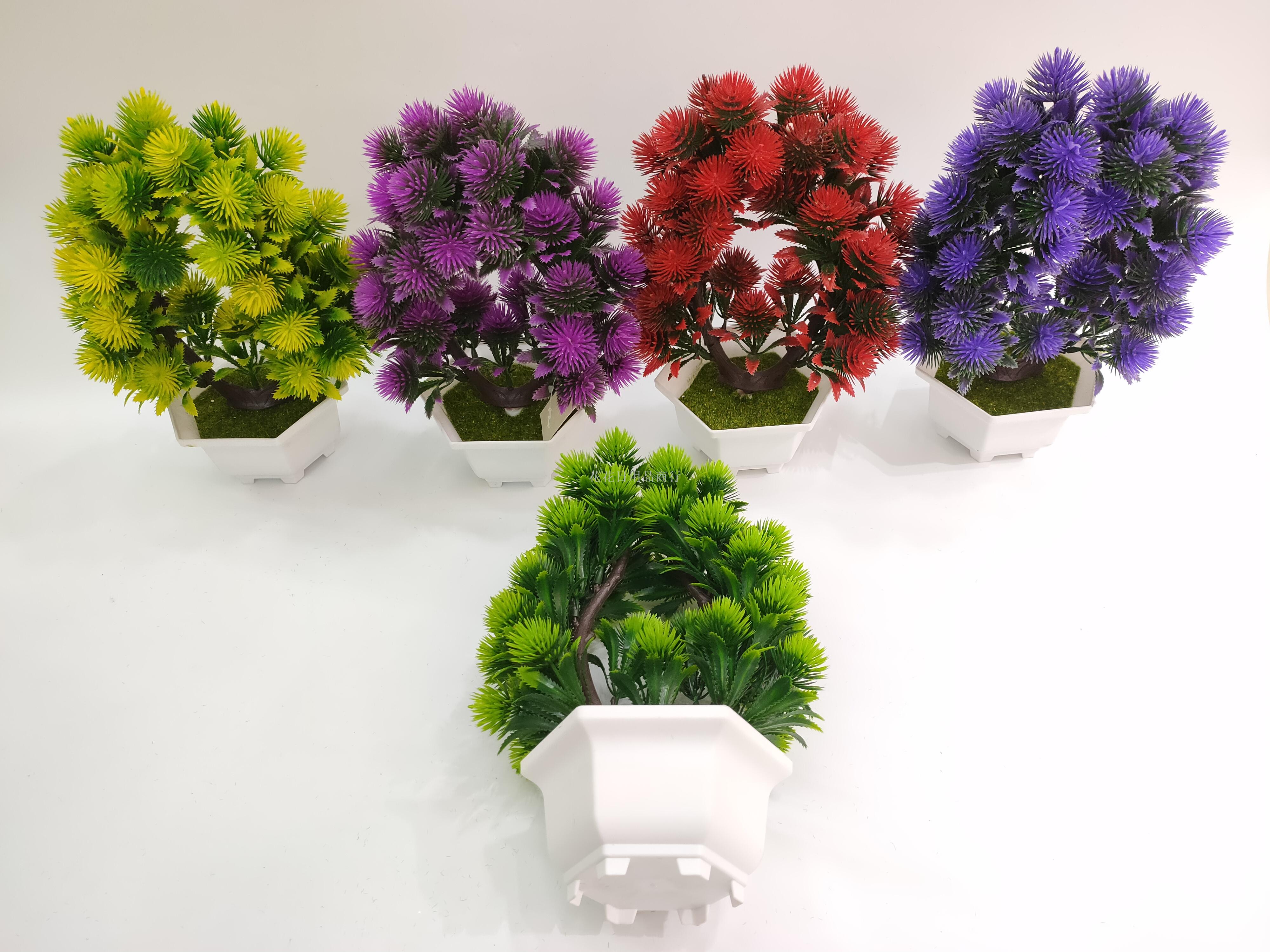 新款白色盆U※绿值仿真花盆景客厅装饰品工艺品餐厅摆件