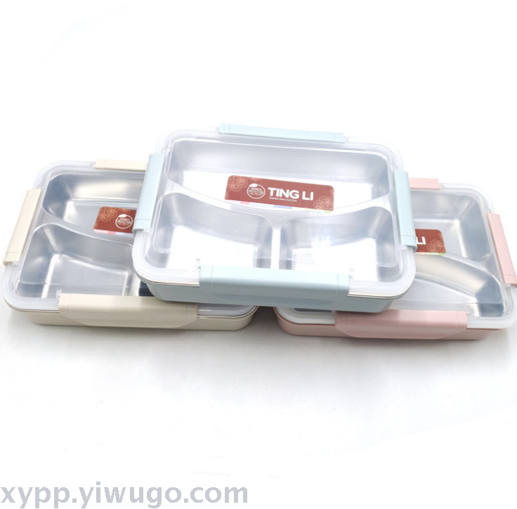 304 stainless steel lunch box, compartmentalized plate, lunch box, children's and students' bento box, lunch box, large-capacity compartmentalized lunch box Specification image