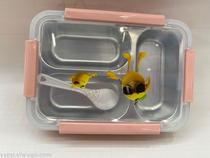 Nordic style students stainless steel lunch box Students bring meals with dishes lunch box Students stainless steel three-compartment lunch box