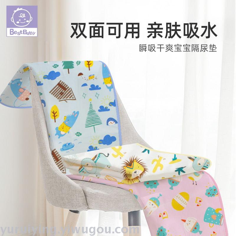 Foreign trade baby diaper pads are breathable and washable, double-sided milk thread diaper pads, cartoon leak-proof baby care pads details Picture