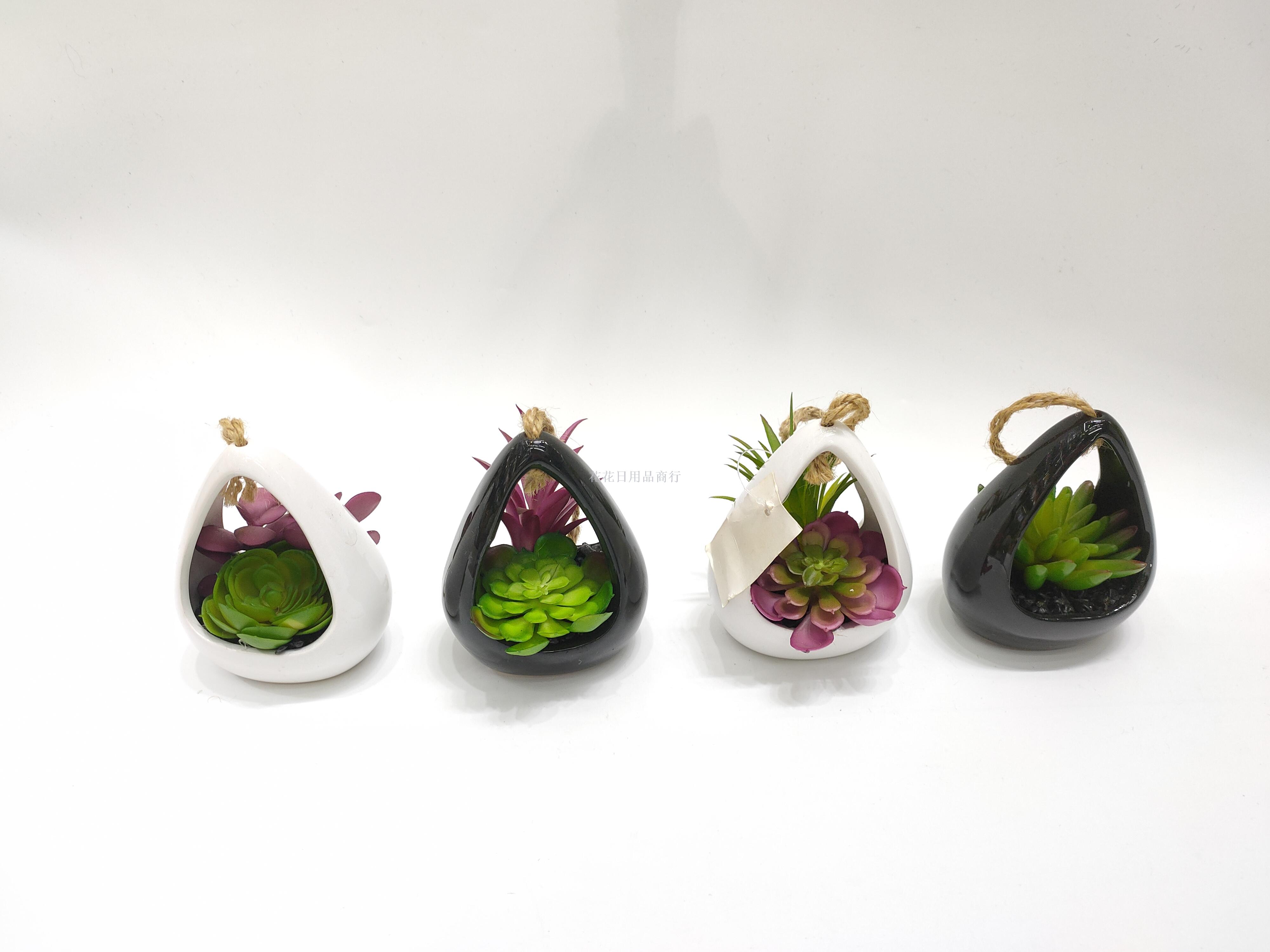 新款陶瓷盆仿真多肉植物花客厅餐厅装饰品摆件工艺品