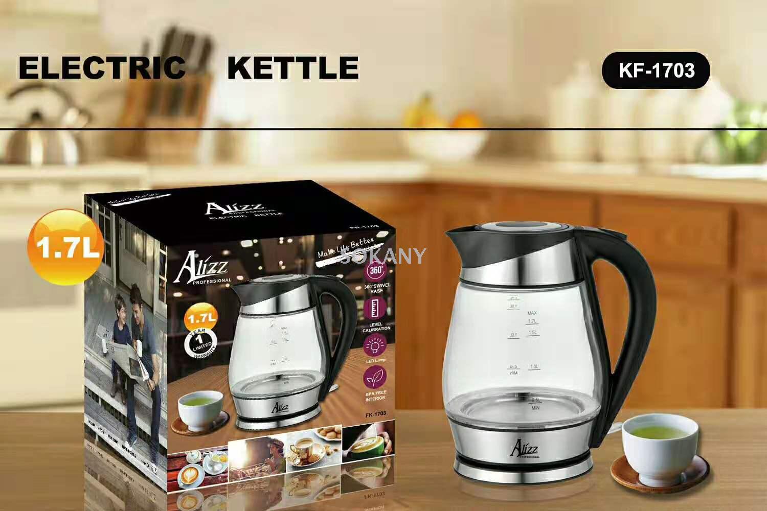 Household electric kettle, automatic power-off, glass kettle, quick water boiling, high-temperature resistant, led light, fully automatic kettle