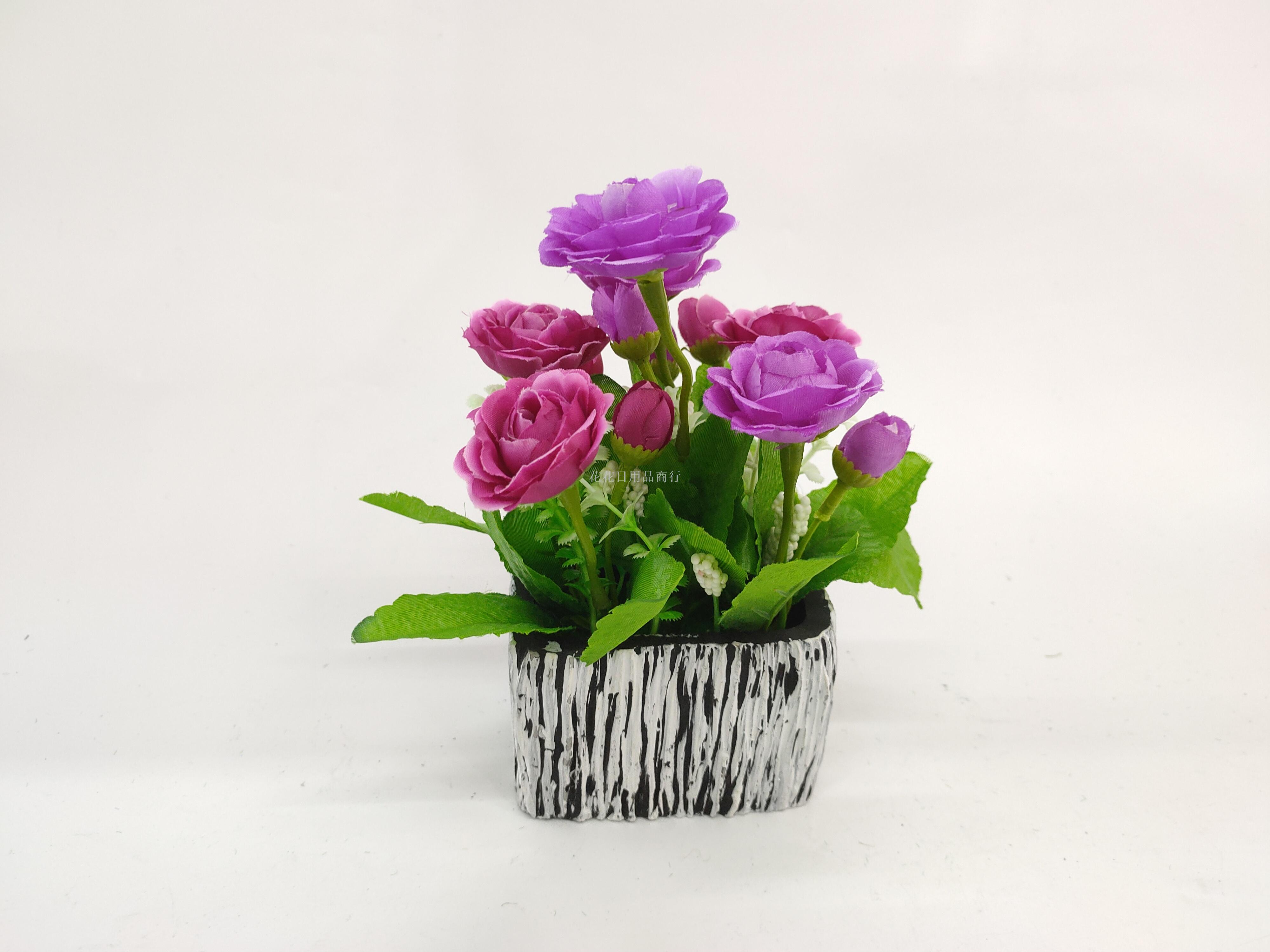 New Resin Basin Rose Collocation Color Simulation Flower Bonsai Living Room Decoration Rural Style Decoration Item Picture