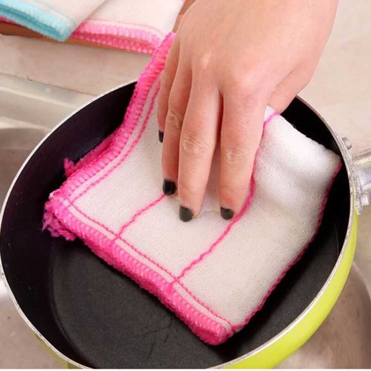 Factory wholesale microfiber dishcloths, kitchen cleaning cloths, five-layer water-absorbing dishcloths that do not stick to oil or shed fibers Item Picture