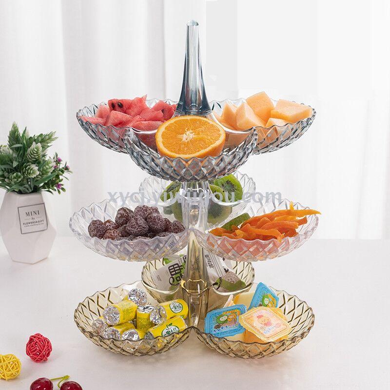 The creative European-style transparent fruit plate is made of plastic and can be stacked in multiple layers details Picture