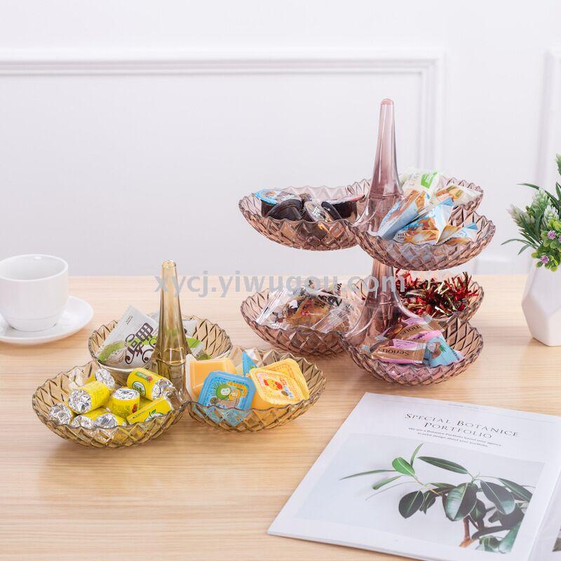 The creative European-style transparent fruit plate is made of plastic and can be stacked in multiple layers Specification image