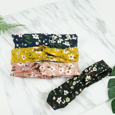 New style hair band women's headwear, small floral fabric wide-edge knotted hair band, fashionable hair accessory factory direct sales details Picture
