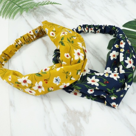 New style hair band women's headwear, small floral fabric wide-edge knotted hair band, fashionable hair accessory factory direct sales full figure