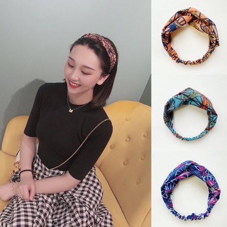 New retro hair band, hand-knotted and cross-printed hair accessory, no damage to hair. Wholesale factory direct sales full figure