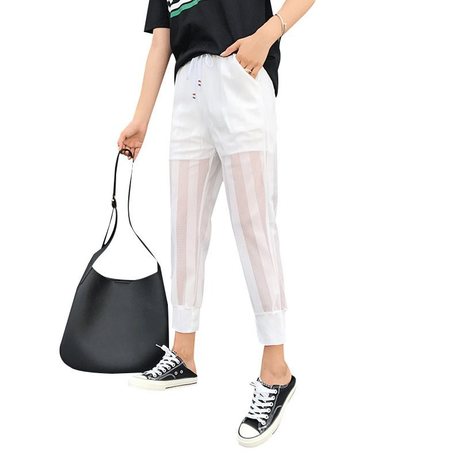 Cool pants, mosquito-proof and sun-proof new summer mesh air-conditioned pants, nine-inch skinny pants, loose casual pants, Harun pants for women Item Picture
