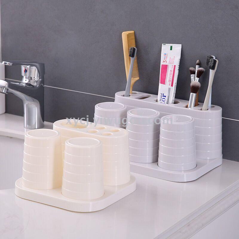 Three-cup toothbrush holder for bathroom and toiletry set