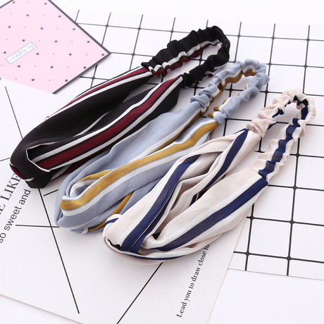 Wholesale of retro fabric cross headbands, new Korean-style headbands with knotted striped patterns in the middle Specification drawing